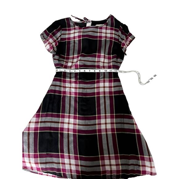 LOFT Women's Petit Mini Dress Short Sleeves Size 00P Plaid - Picture 9 of 10